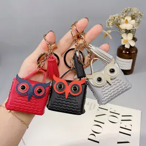Creative fringed owl bag keychain cute cartoon fashion bag accessories women's car key chain pendant