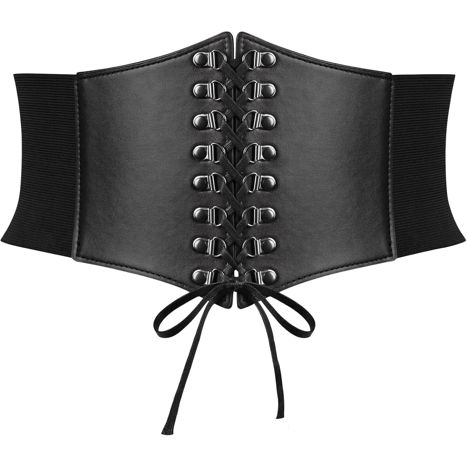 Renaissance Corset Belt for Women Vintage Lace-up Cinch Belt Black Corset Elastic Waist Belt for Costume Dress