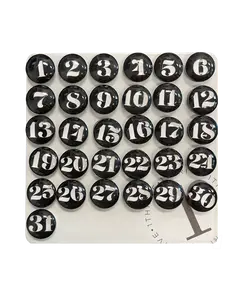Black Number Glass Magnets