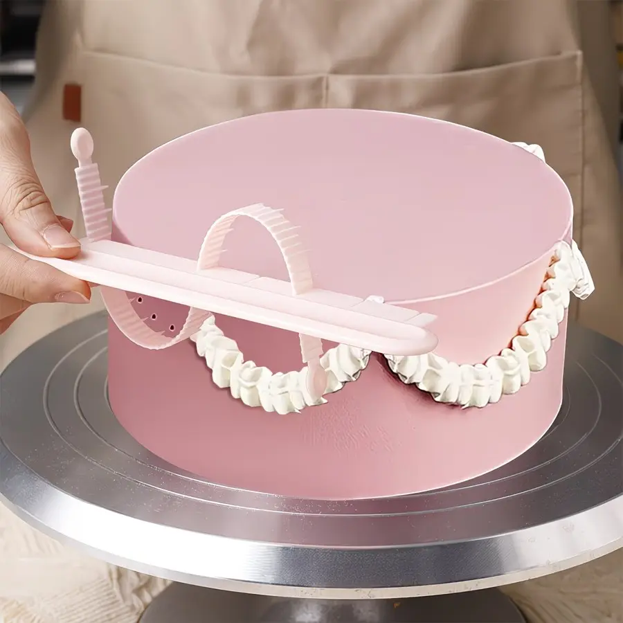 Cake Arc Decor Tool with Scale, DIY Baking Tool, Curved Cake Decoration Aid, Lace Edge Decorating Pen, Fondant Baking Tool, Cake Decorating Tools for Kitchen & Bakery Shop