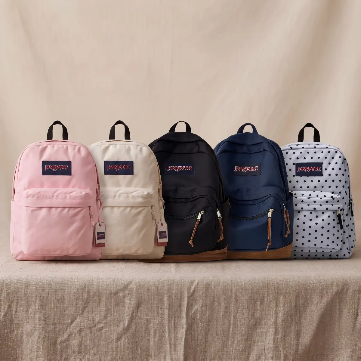 JanSport Classic Student Backpack, Laptop Sleeve Rucksack, 2 Compartments Padded Shoulder Straps, Vintage Daypack for School College Travel, Multiple Solid & Polka‑Dot Colors