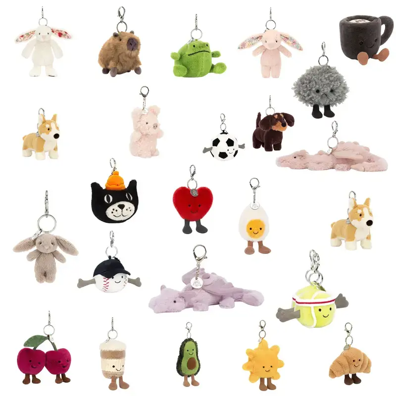 Jellycat Plush Keychain & Bag Charm Collection – Cute Stuffed Animal Accessories for Backpack, Purse, Handbag & Car Keys, Soft Kawaii Gifts for Women Girls Kids Teens, Birthday Christmas Holidays