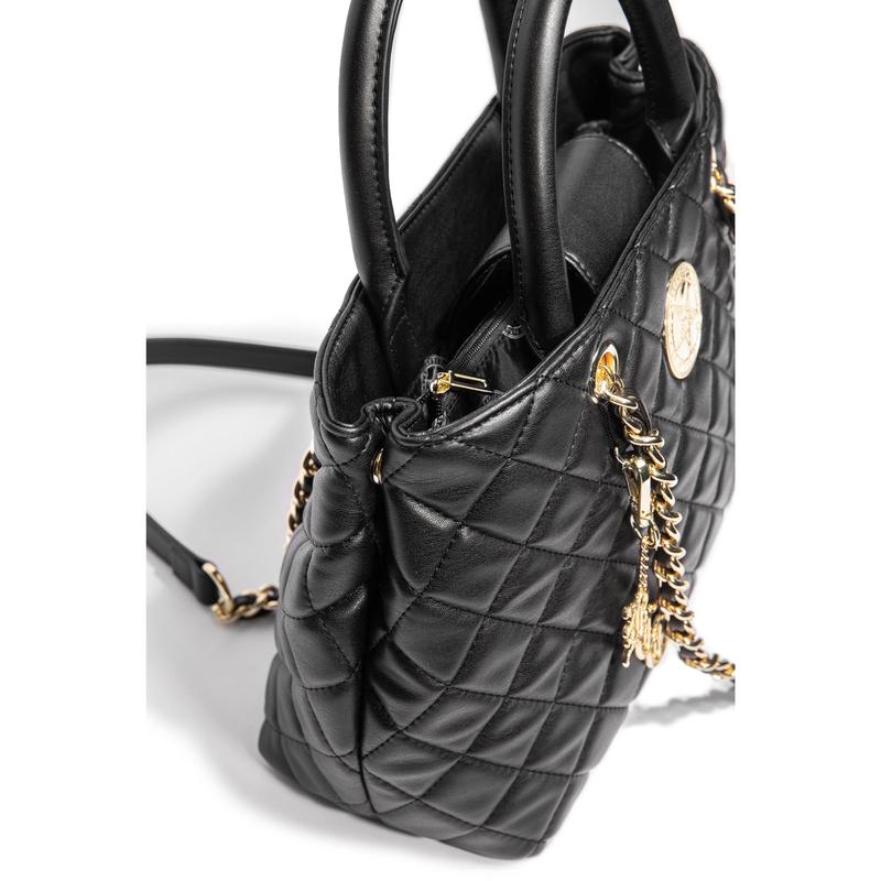 Believe in Yourself Black Quilted Satchel