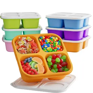 Reusable Snack/lunch Box Set, Durable Bento Box, 4/6 Pieces, Divided Food Storage Containers with Lids, Microwave & Dishwasher Safe, Fits Fridge