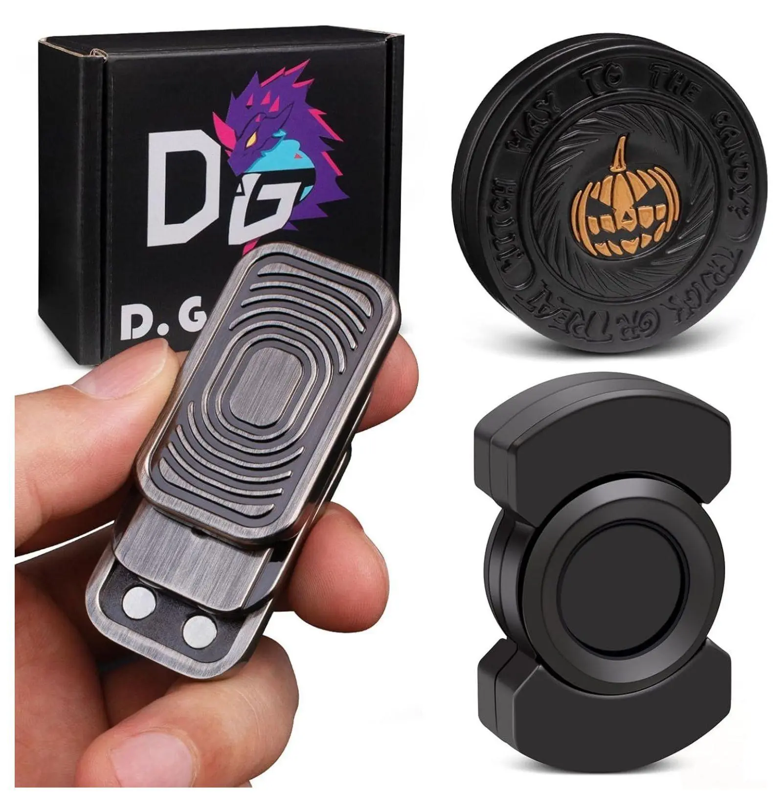 Metal Alloy Fidget Toys Set for Men Pet Owners - Stress Reliever, Men's Stress Reliever, Fidget Spinner, Slider, Haptic Coin EDC, Anxiety Relief, Focus Improvement, Silent Cool Black Desk Toys, 0.22 kg, 1.75 x 0.45 x 0.88 inches
