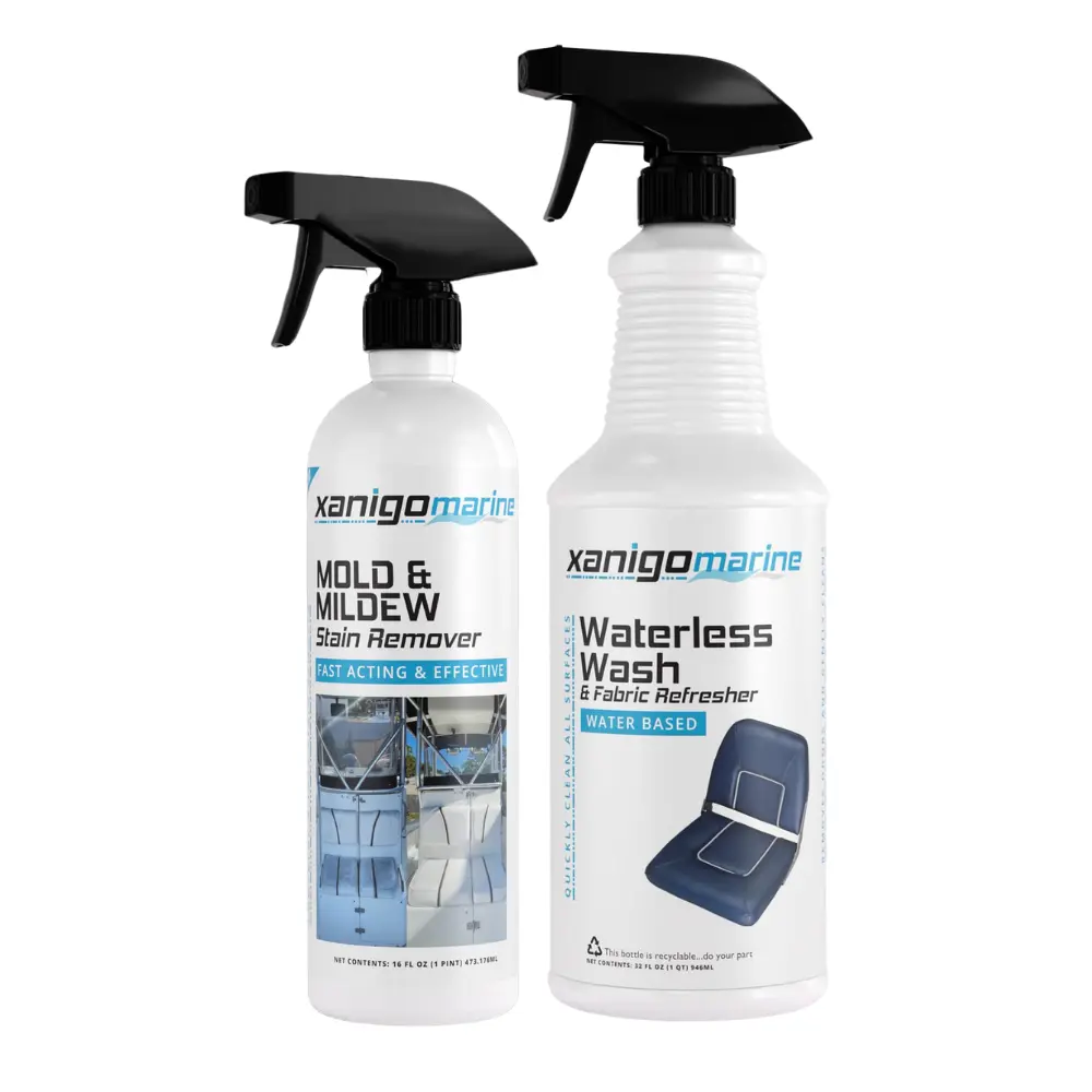 Xanigo Marine Mold & Mildew Stain Remover & Waterless Wash Spray, 16 oz Fast-Acting Effective Formula for Boat Maintenance on Vinyl Seats, Life Jackets, Bumpers & Various Surfaces (For Use with Microfiber Cloth)