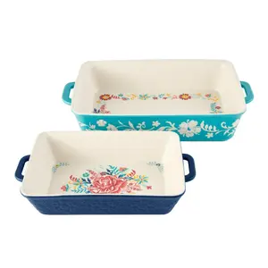 Keepsake Floral 2-Piece Ceramic Nesting Baker Set