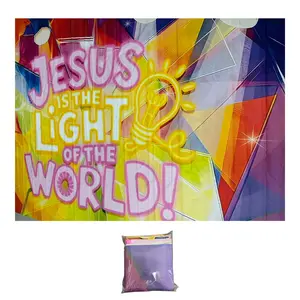 2D Flat Banner 1pc, Vbs 2026 Decorative Background, Jesus Is the Light Christian Religious Bible Verse, Church Sunday Party Baptism Decoration