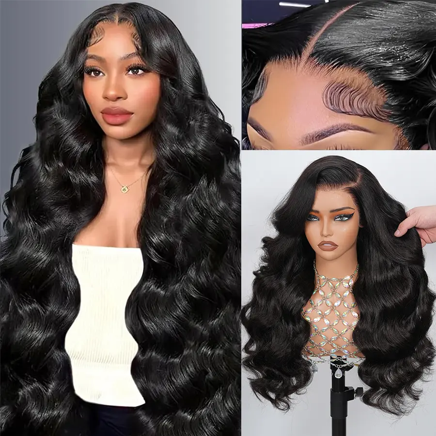 {30"=$129} Semuer Hair Affordable Body Wave 13x6 Lace Frontal Wigs Human Hair 200% Density Pre Plucked Lace Frontal Wigs For Women