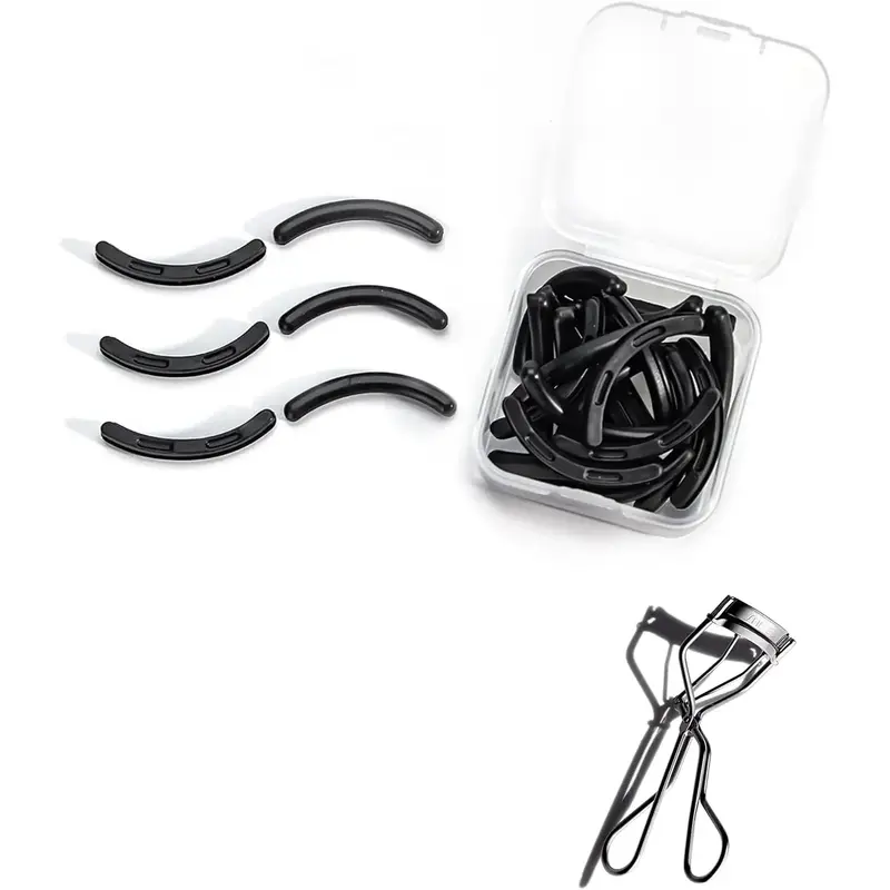 Silicone Eyelash Curler Refills - 24PCS Beauty Products, Silicone Lash Shields Eyelash Curlers Compatible with Shiseido (Black)