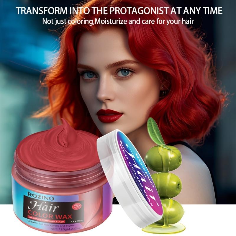 ROZINO Red Hair Dye Styling Wax for Hair Dyeing Styling & Shaping Haircare Product for Creative Hair Effects