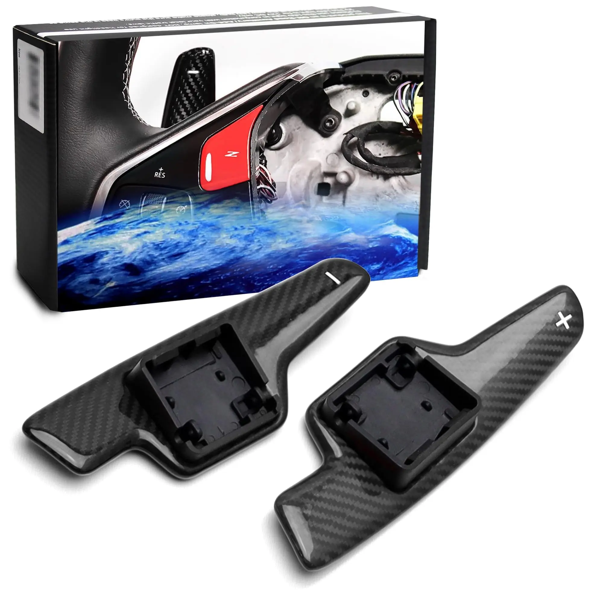 iJDMTOY Gloss Black Genuine Carbon Fiber Larger Paddle Shifter Replacements For Chevrolet 2020-up Corvette C8
