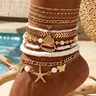 12 Pcs Women's Ankle Bracelet Set, Anklets, Boho Star Shell Butterfly Heart Bead Chain Jewellery, Casual for All Seasons, Perfect for Gifts and Parties