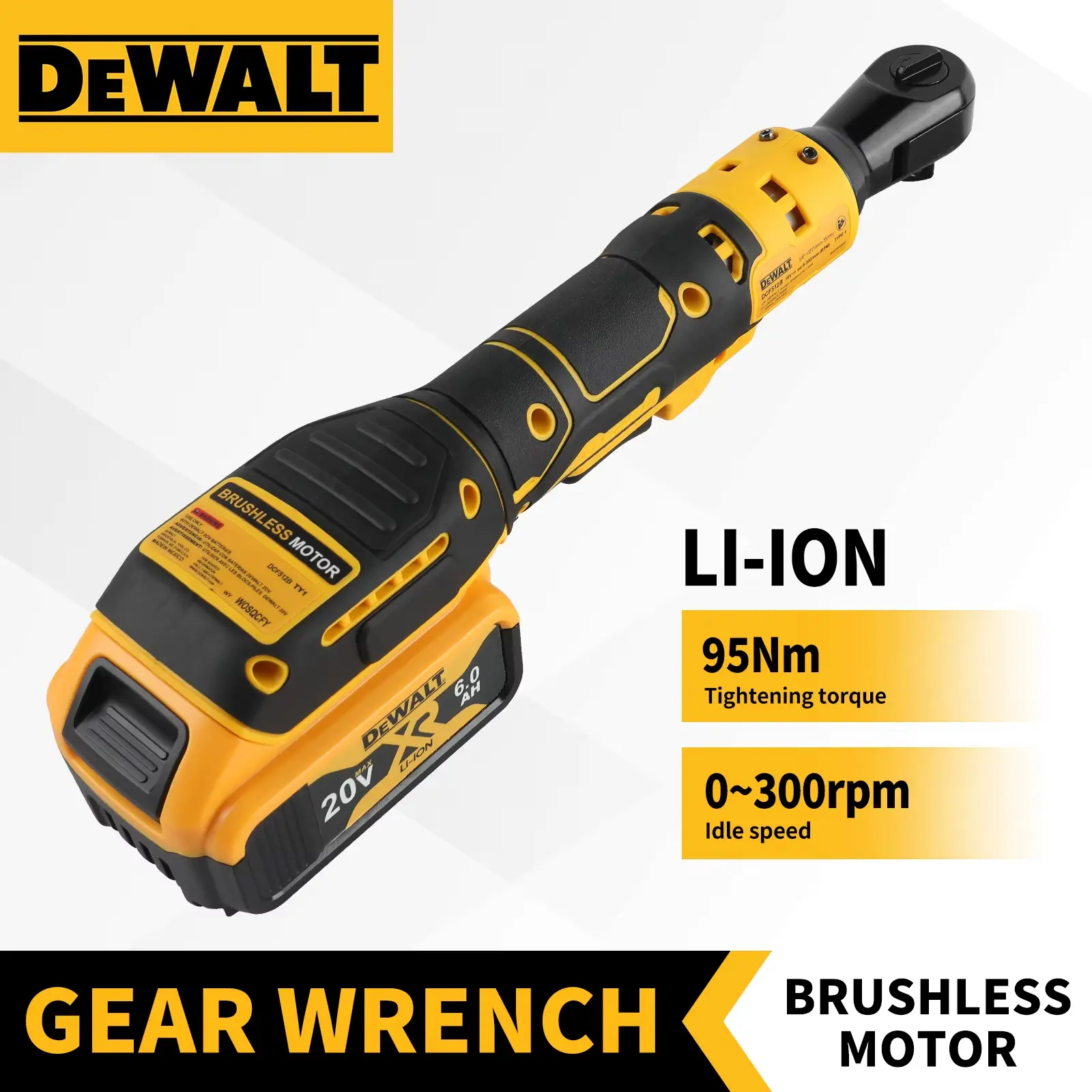 DEWALT 18V Brushless Cordless 1/2 in Right Angle Ratchet Wrench with Ratchet Mechanism, Variable Speed, Cordless Operation, Right Angle Design, Loosening Nuts, Tighten Bolts