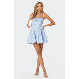 Edikted Women's Basil Cupped Gingham Mini Dress