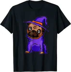 Funny Pug Witch T-Shirt Cute Witch Halloween Gift Shirt - Tamauziabro Shop 82B07H3LX812