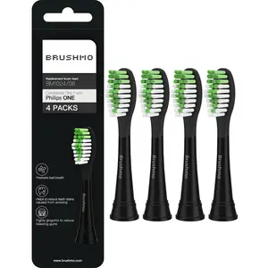 Brushmo Replacement Toothbrush Heads Compatible with Philips Sonicare One Toothbrush, for HY1200/06 Shadow Black BH1022/06 Brush Head (Shadow Black) 4 Pack Comfort Cleansing Sonicare-Compatible Toothbrush