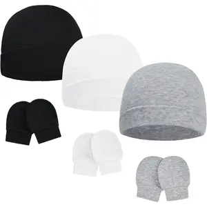 Baby Beanies for Boys Girls Newborn Infant Hat with Mittens Cute Cotton Hospital Hats for 0-6 Months