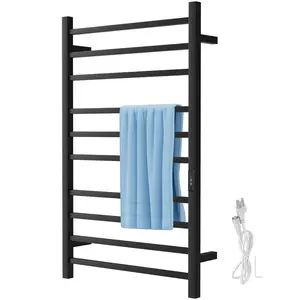Spring new arrivals Heated Towel Rack, 10 Bars Design, Powder Coated Stainless Steel Electric Towel Warmer with Built-in Timer, Wall-Mounted for Bathroom, Plug-in/Hardwired Tested to UL Standards
