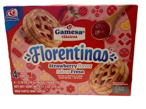 Gamesa Florentinas Mini Tart Cookies – Strawberry Flavor – Mexican Filled Snack Cookies – 11.1 oz (316 g)