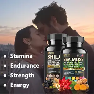 8 In 1 Shilajit Pure Organic Supplement 9000mg Rhodiola Rosea 1000mg, Ashwagandha 2000mg, Ginseng, Ginkgo Biloba, Turmeric, Cordyceps Wellness Supplement Dietary Healthcare Vitamin Edible Fitness