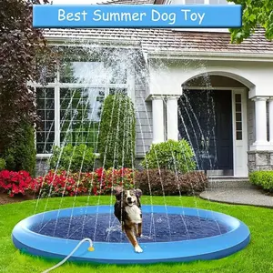 Portable Dog Splash Pad - Quick-Set Outdoor Bath & Play Toy with Exciting Sprinkler Fountain - Durable PVC for All Breeds - Interactive Fun in the Sun