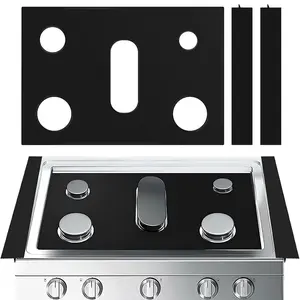 Stove Covers Kit, Gas Stove Guard Burner Cover with Counter Gap Filler 2Pcs, Reusable Stove Top Covers Stove Liners Mat Non Stick Gas Range Protectors Heat Resistant Silicone Stove Gap Covers