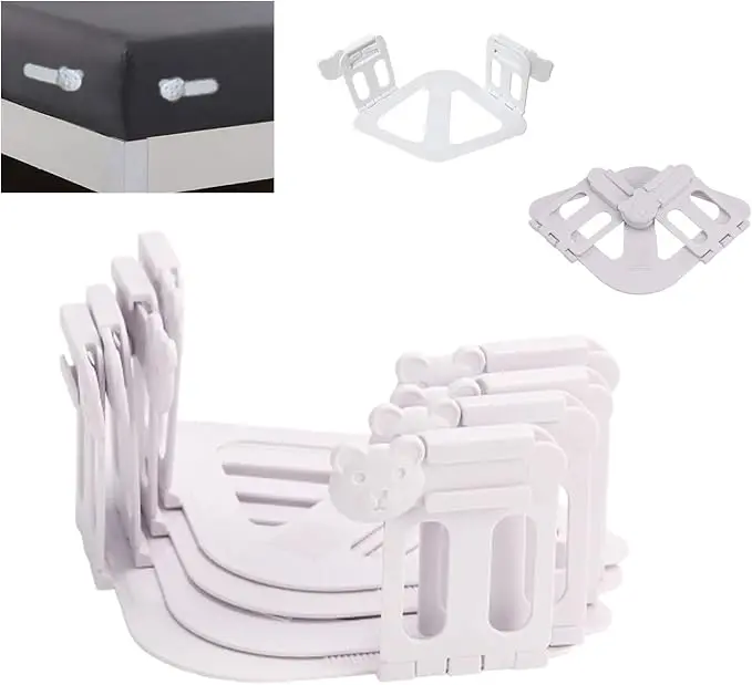 4pcs  Lock Sheet Holders, Bed Sheet Lock Clips, Sheet Holders Keep Sheets Firm & Tight,Heavy Duty Bed Sheet Holder Corner Fitted Sheet Straps Fit small to medium bed sizes