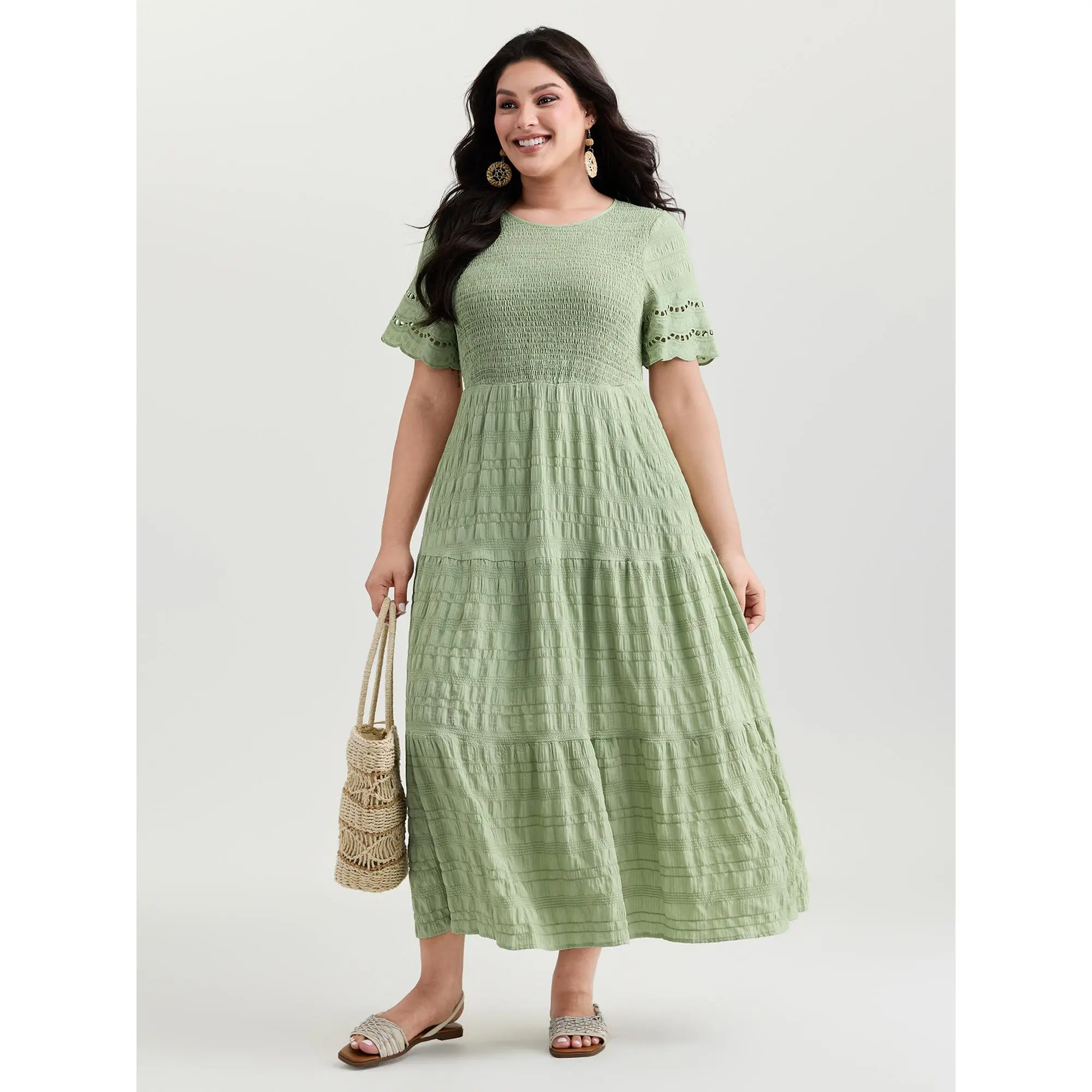 BLOOMCHIC Plus Size Boho Maxi Dress [M-6X] - Floral Tiered Dress with Flutter Sleeves, Shirred Waist & Pockets, Flowy Summer Vacation Outfit, Casual Boho Fashion, Bohemian Print Dress