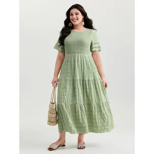 BLOOMCHIC Womens Plus Size Maxi Dress [M-6X] with Shirred Lace Flounce Sleeve Tiered 2026 Summer Vibes Swimweek