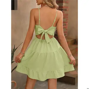 Dress Hem Backless Tie Breezaya Ruffle Cami