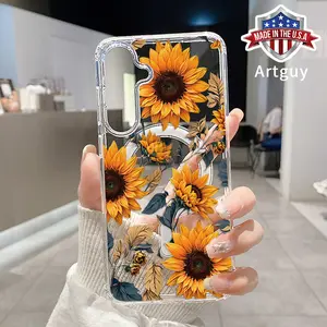 Magnetic Phone Case for Samsung Galaxy S24 Plus S25 Ultra S23 FE Ultra S22+ Sunflower Symphony Pattern TPU Luxury Shockproof Anti-Scratch Stylish Smartphone Cover
