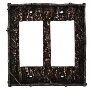Pine Bark Double Rocker Wall Switch Plate