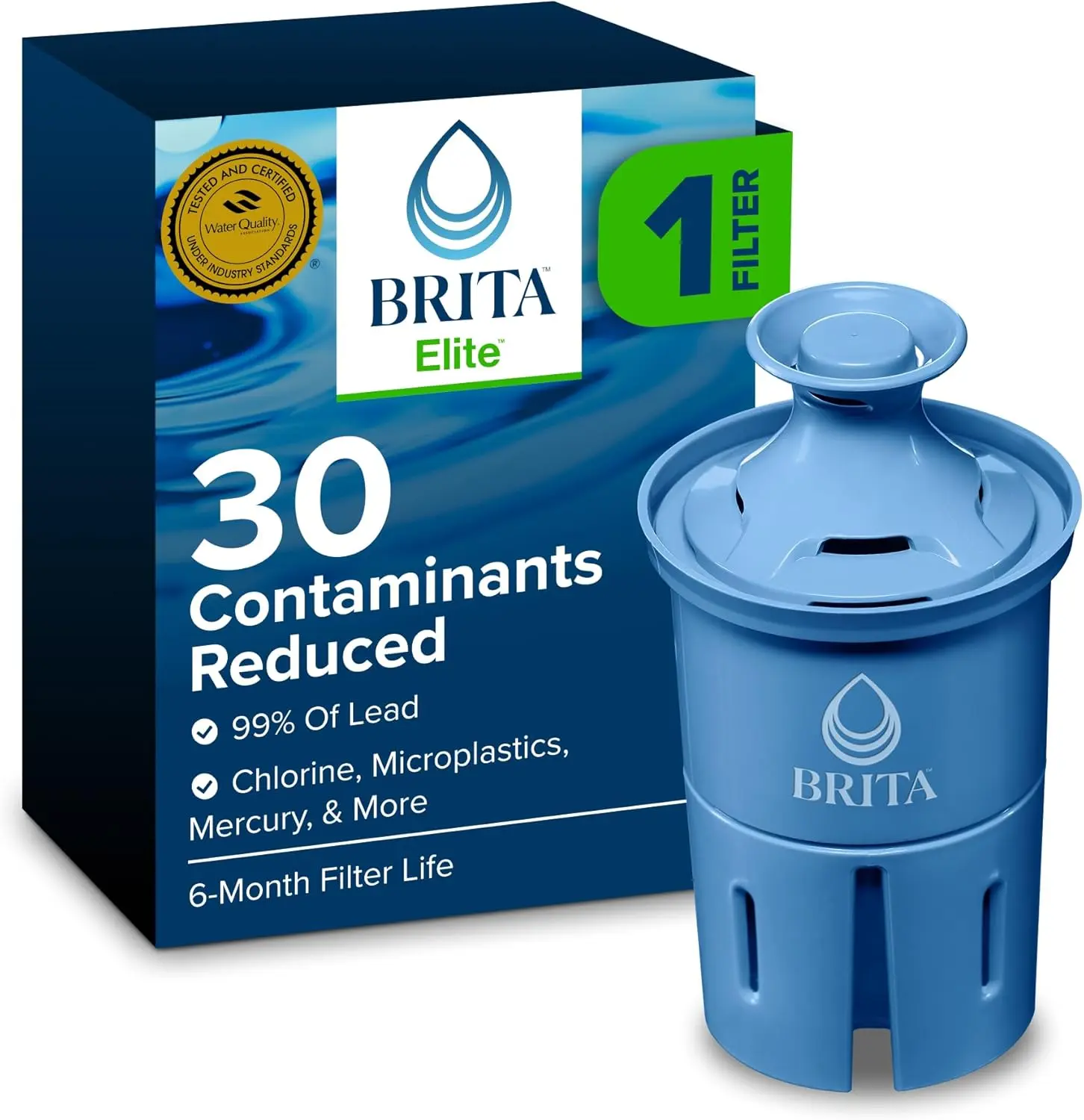 Brita Elite Replacement Water Filter, Pitchers and Dispensers, 1 Pack