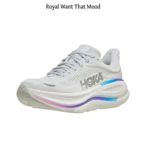 Premium White Performance Running Trainers, Stretchable Breathable Mesh Construction, Sculpted Curved Cushioning System, Vibrant Multicolor Gradient Tonal Details, Non-Slip Grippy Outsole, Versatile Footwear for Gym Workouts & Street Style