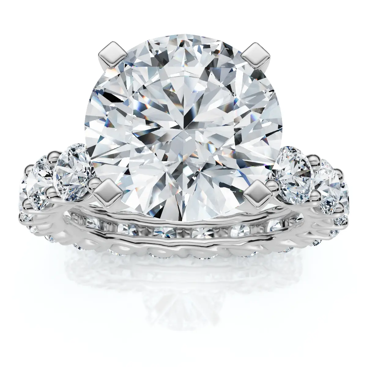 7Ct Diamond Eternity Engagement Ring Lab Grown 14k White Gold