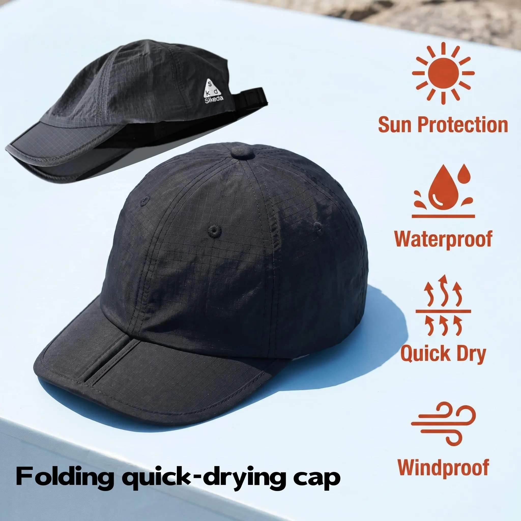 Adjustable Foldable Hat for Unisex Outdoor Wear | Quick-Dry, Waterproof & Sun-Proof with High Adaptability for Travel & Hiking, Uv Protection Clothing, Biking, Rainy Day, Chinlon, Folding Cap, Adjustable Foldable Hats, Anti-Uv Hats