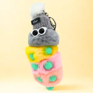 Cute Caterpillar Plush Keychain with Beanie & Shades (Assorted) – Soft Kawaii Stress Relief Plush Toy, Mini Bag Charm & Gift for Kids and Teens
