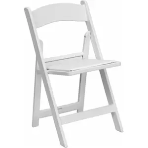Flash Furniture  Hercules 1000 lb. Capacity White Resin Folding Chair with White Vinyl Padded Seat