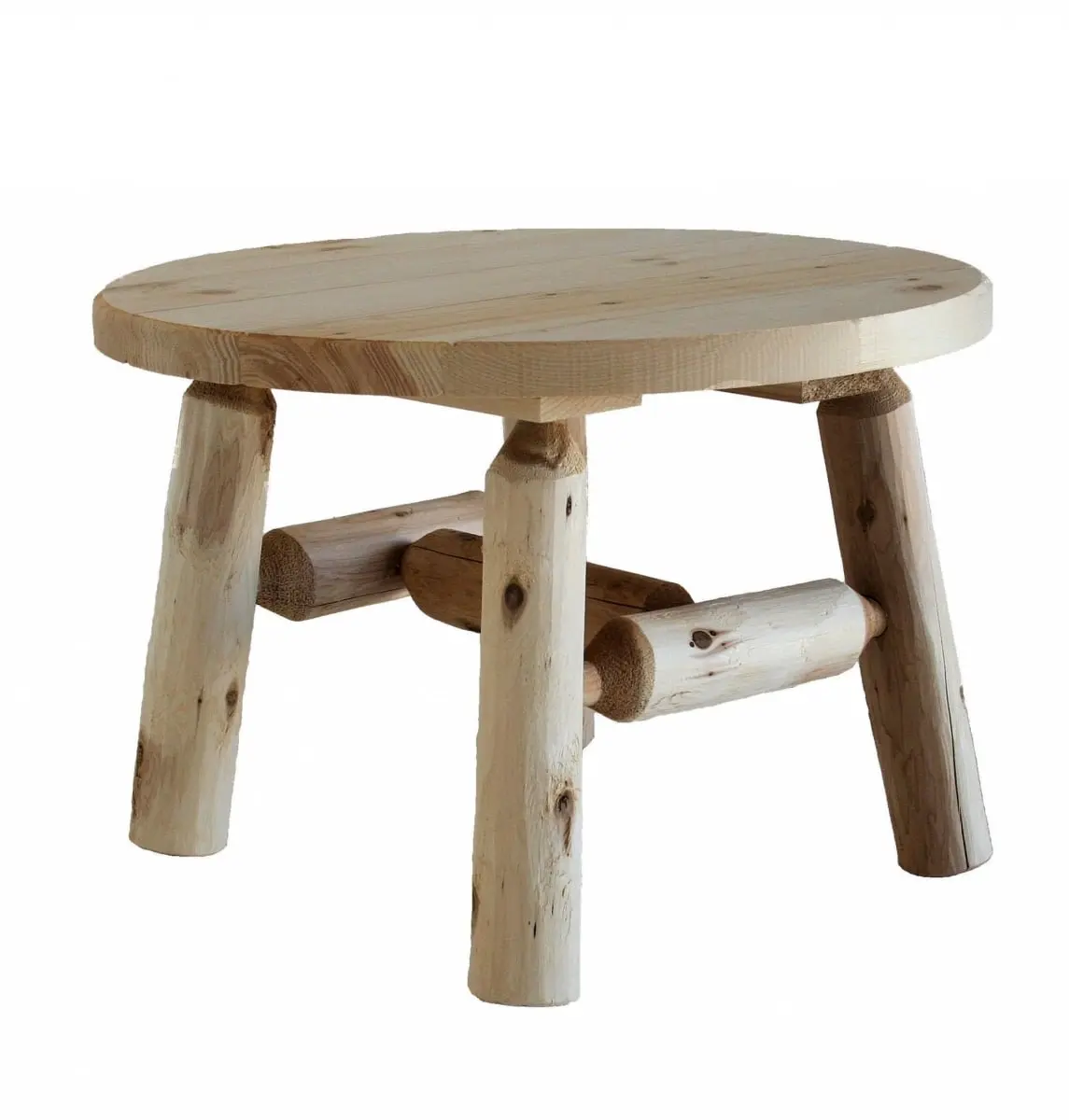 HomeRoots 25 in. Rounded Solid Wood Outdoor Coffee Table - Natural Weather Resistant, Wooden Patio Furniture, Outdoor Table, Weather Resistant Table