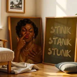Stink Stank Stunk Art Print, Black Girl Bathroom Wall Art Set of 2, Vintage Black Woman Poster, Funny Stank Face Bathroom Decor, Room Decor, Unframed
