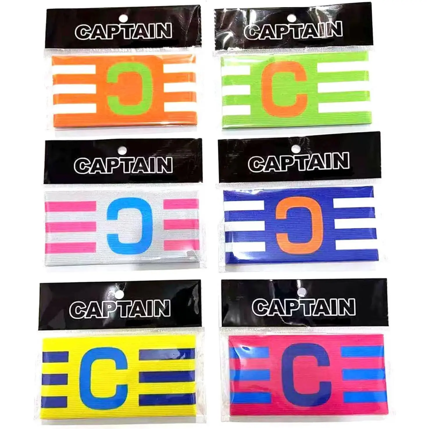 6 count Elastic Soccer Captain Armband, Adjustable Football Basketball Player Bands for Adult Youth JianShuLuxe