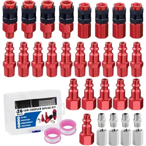 34 count 1/4" Air Coupler and Plug Kit,1/4 Inch Lightweight Aluminium Universal Quick Air Hose Fittings Set for Air Compressor Accessories