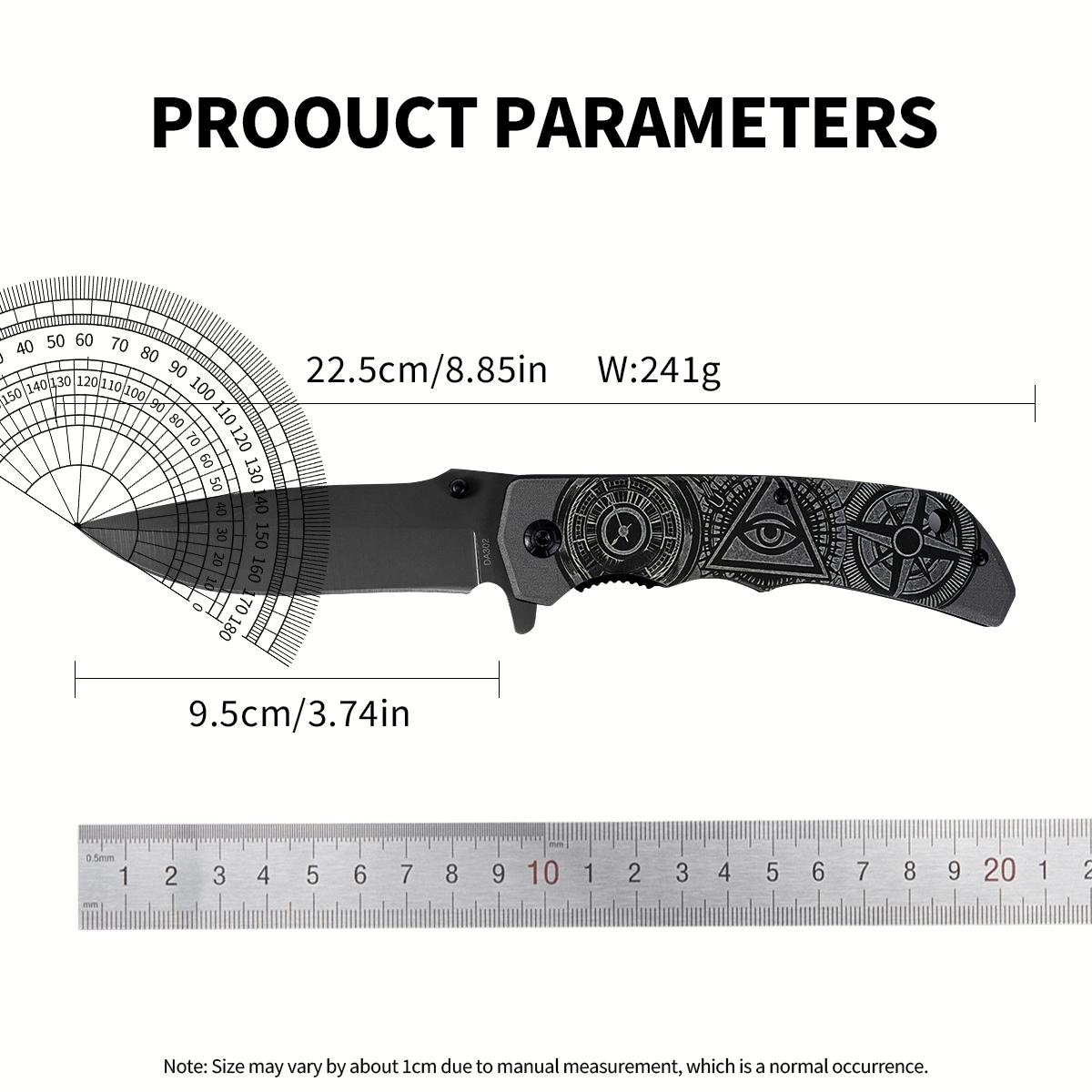 Unique All-Seeing Eye Engraved Folding Knife, EDC Gear for Camping, Bushcraft & Everyday Carry