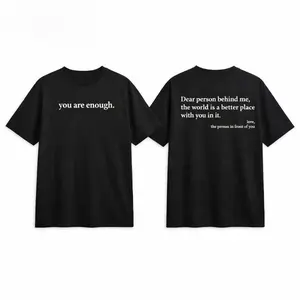 Womens Motivational Graphic Tee You Are Enough Quote Shirt Dear Person Behind Me Positive Message Short Sleeve Crewneck Soft Casual Streetwear Top