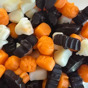 Spooky Halloween Big Gummy Mix Pumpkin Ghost Bat Assorted Orange Black & White Gummies for Festive Treats Perfect for Halloween Parties