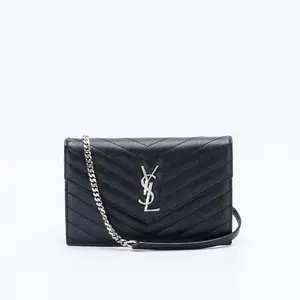 Pre-owned Yves Saint Laurent Calfskin Crossbody Bags SAINT LAURENT Cassandre Matelassé Envelope Wallet On Chain BGP215287