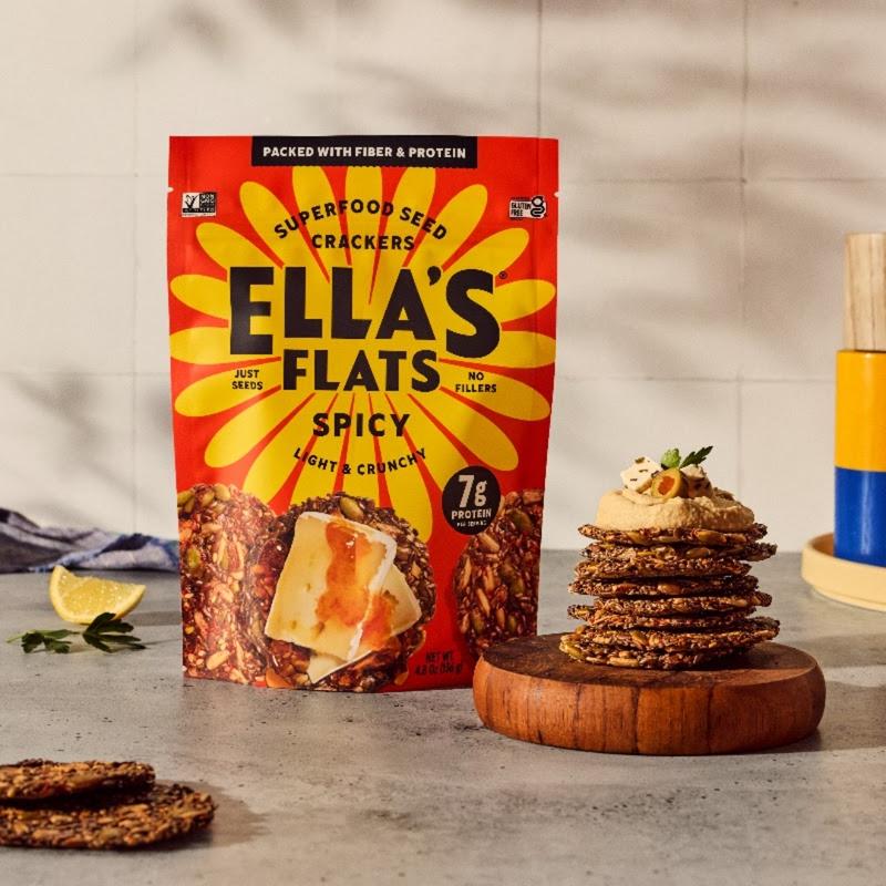 Ella's Flats  Tasty Variety 3-Pack | Sesame |  Everything | Spicy | 4.8oz | Light & Crispy Sesame Seed Crackers Snack Fiber