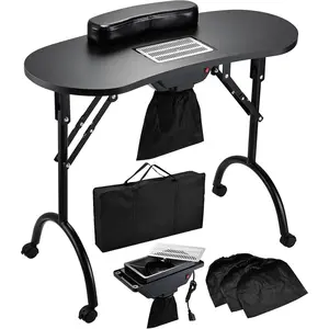 Table with  Dust Collector, Portable  Desk Rolling Manicure Table for  Tech Travel  Station Professional Foldable  Salon Table with Cacuum,Arm Rest,Lockable Wheels,Bag