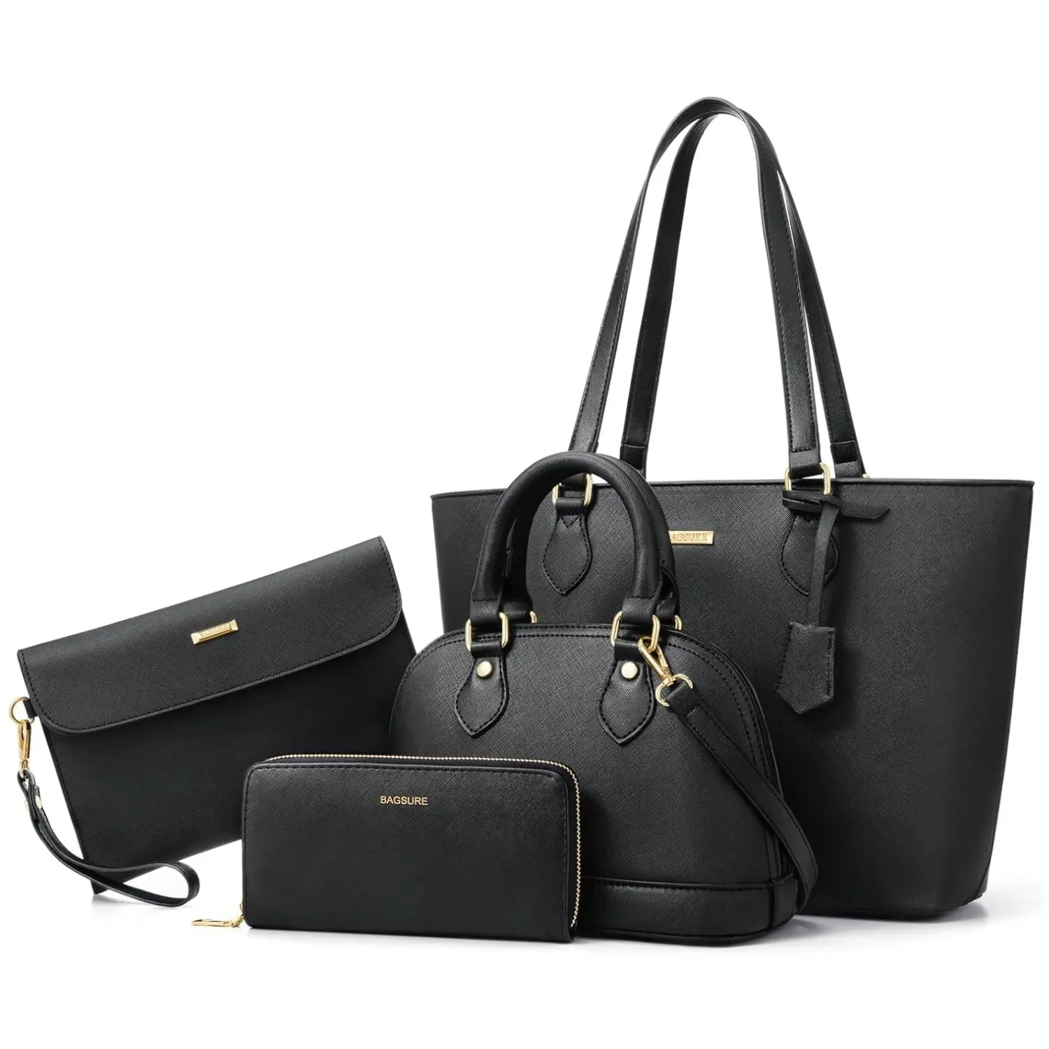 BAGSURE 4PCS Women’s Handbag Set – Tote, Shoulder Bag, Crossbody Bag & Wallet, Stylish PU Leather Purses for Ladies and Girls, Perfect Gift For Mother's Day #Summervibes outdoorfun, Mothers Day Gift Ideas, Gifts For Women,summerwins